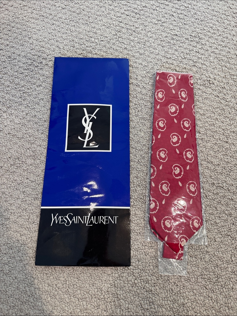 Yves Saint Laurent Vintage Burgundy Floral Medallion Silk Tie NWT
